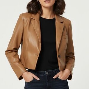7 for all mankind Faux Leather Crop Camel Jacket Large
